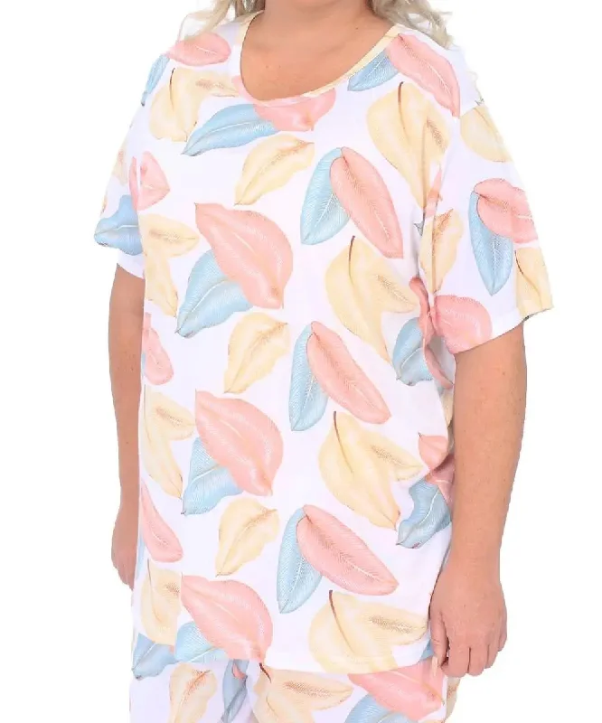 Ladies Printed Leaf PJ Top