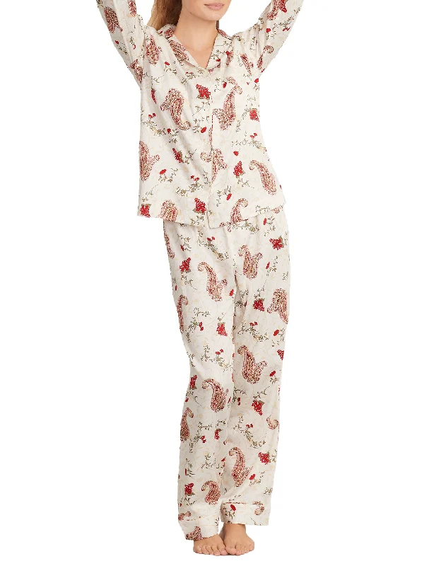 Lauren Ralph Lauren Women's Notch Collar Woven Pajama Set