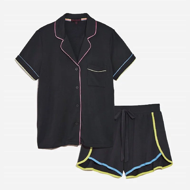 Neon Dreams Pj Set In Black