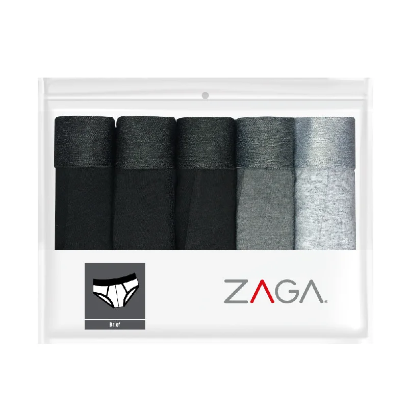 Brief Zaga 5 Pack Negro, Gris, Jaspe Hombre