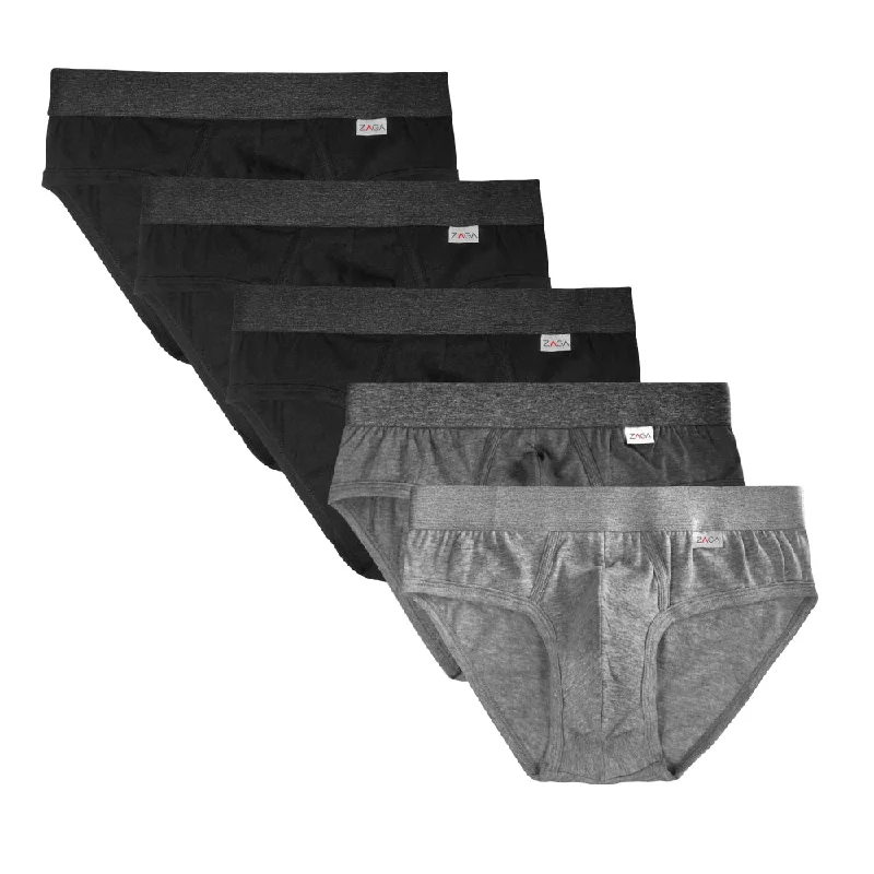 Brief Zaga 5 Pack Negro, Gris, Jaspe Hombre