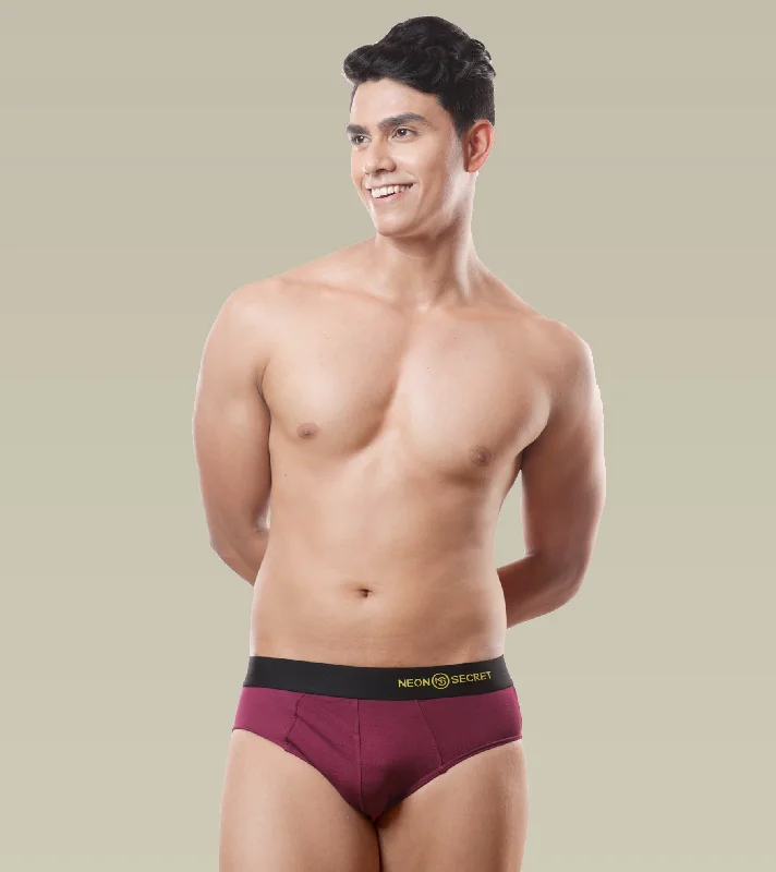 Men's Breathable Briefs- Pack of 3 (Midnight Black, Claret, Spear Mint)