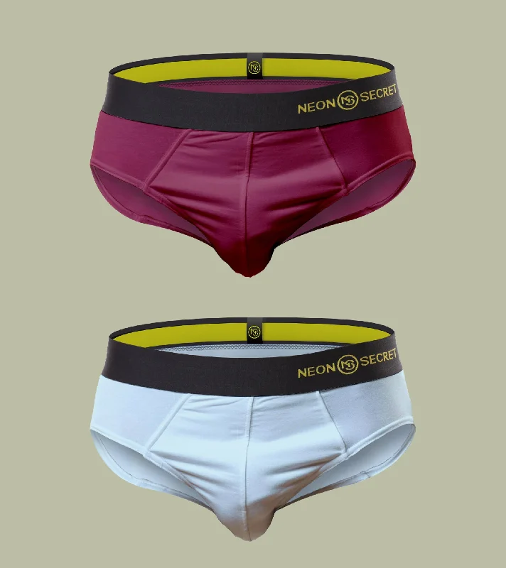 Micro Modal Anti-odor Briefs- Pack of 2( Claret and Martini Blue)