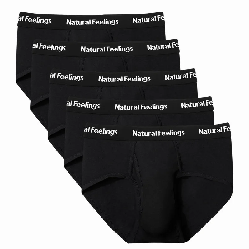 Natural Feelings  Mid-rise Cotton Briefs Mens Underwear Men Pack with Open Fly