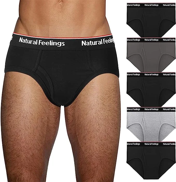 Natural Feelings Low-rise Briefs Mens Cotton Briefs Pack with Fly