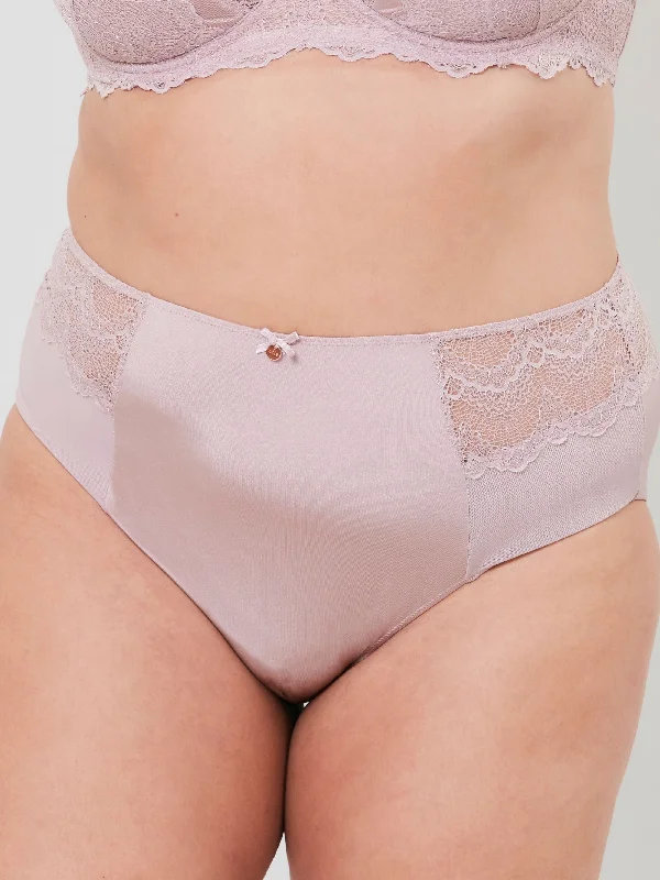 Oola Lingerie Fan Lace High Waist Brief - Nude