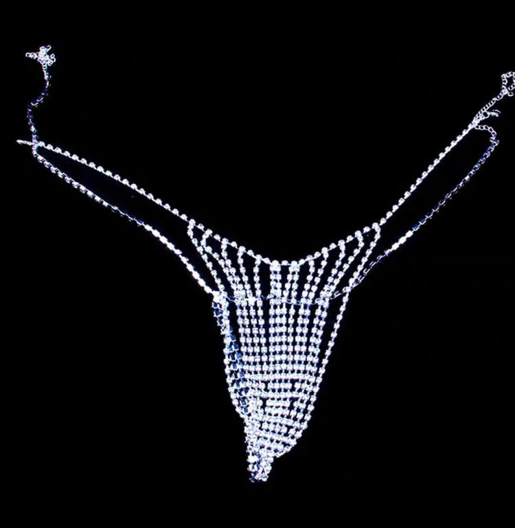 Lingerie Set, Zinc Alloy Rhinestone Bra Set, Body Chain for Women, Jewel Underwear, Jewel Panties, Body Decoration