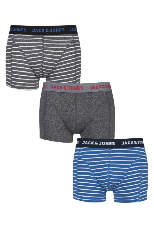 Mens 3 Pack Jack & Jones Thomas Striped Trunks