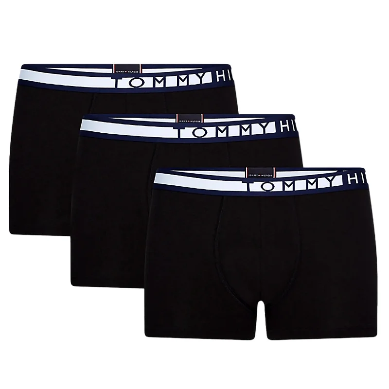 Tommy Hilfiger Logo Cotton Stretch 3 Pack Trunks - Black