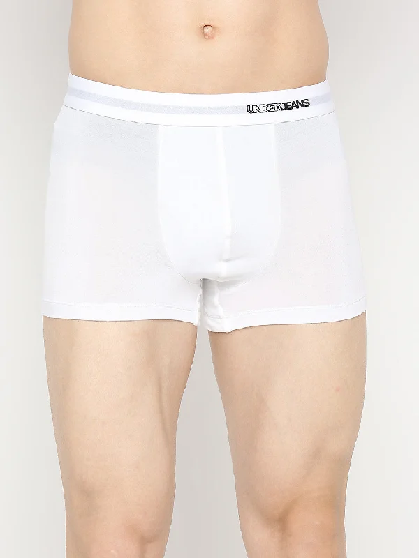 Men Premium Micromodal White Trunk - UnderJeans by Spykar