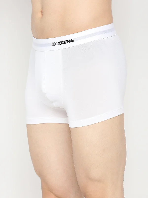 Men Premium Micromodal White Trunk - UnderJeans by Spykar