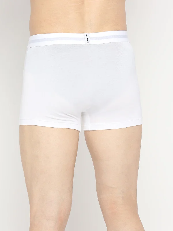 Men Premium Micromodal White Trunk - UnderJeans by Spykar