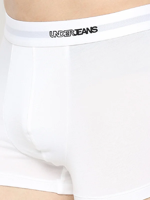 Men Premium Micromodal White Trunk - UnderJeans by Spykar