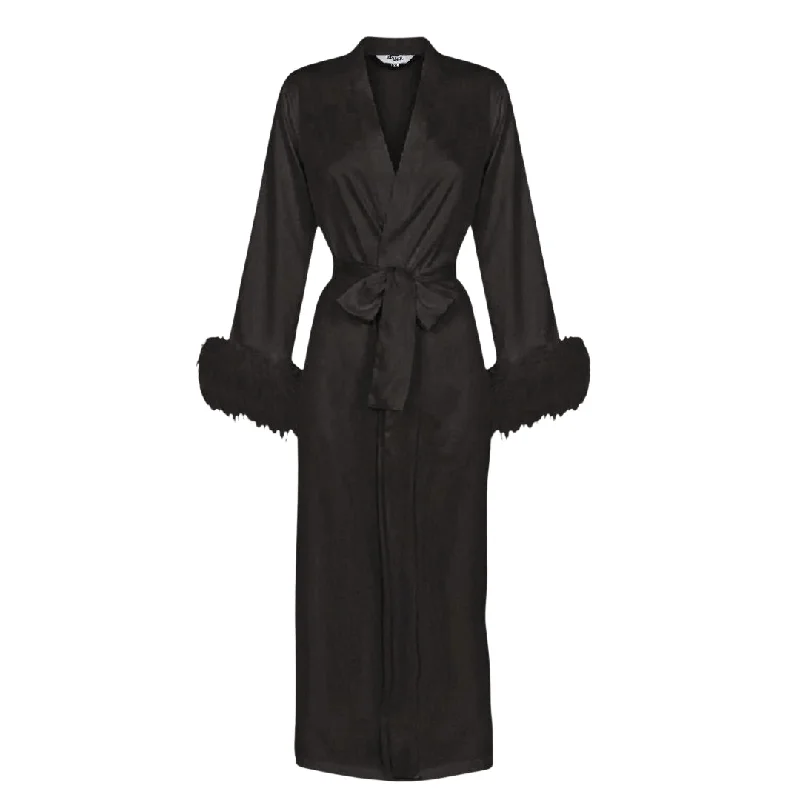 Black Feather Long Maxi Robe