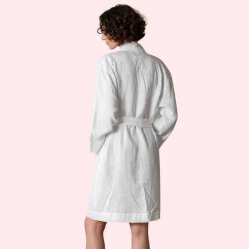 French Daina Linen Bath Robe Natural Genova