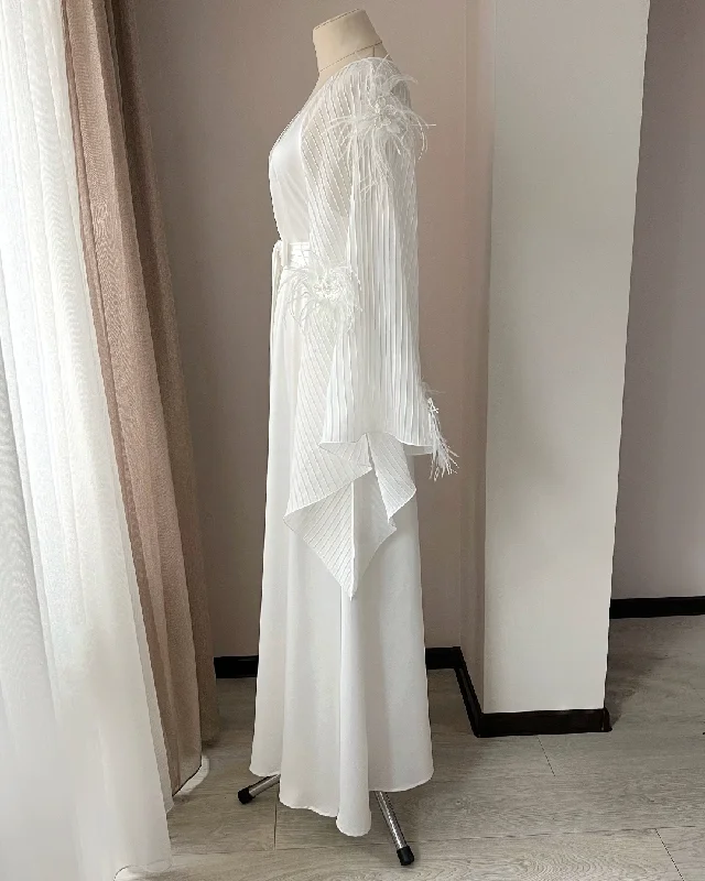 Ostrich feather robe for bride Ivory Handmade