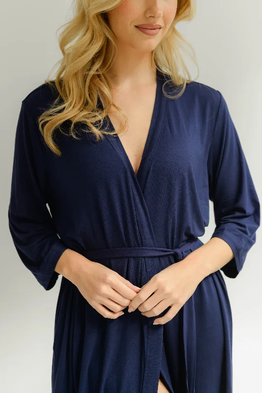 Sophia Bamboo Robe in Navy