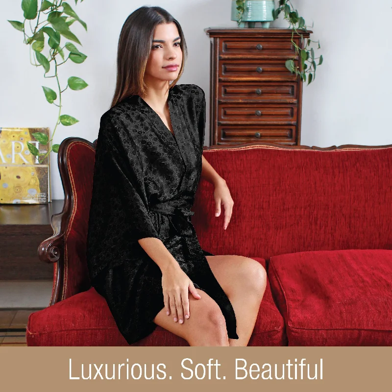 Luxury Artisan Silk Kimono Robes For Women Short, Jacquard, Washable Natural Mulberry Silk