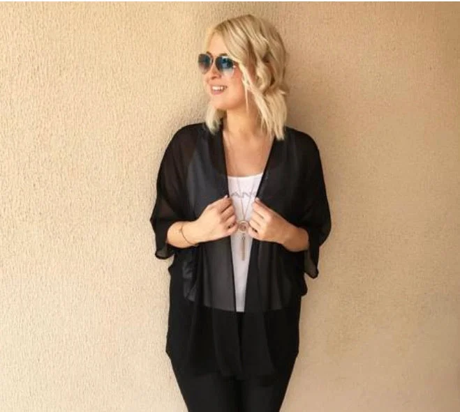 Plain Black Kimono - 3 lengths