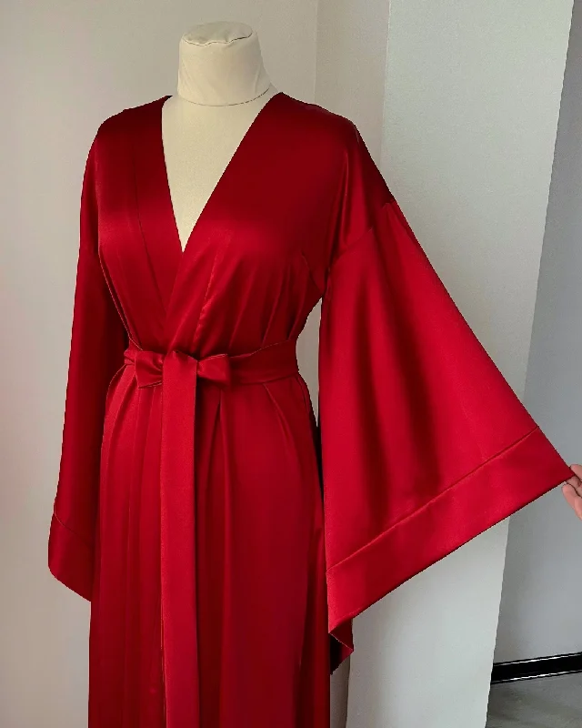 Red long robe kimono Handmade