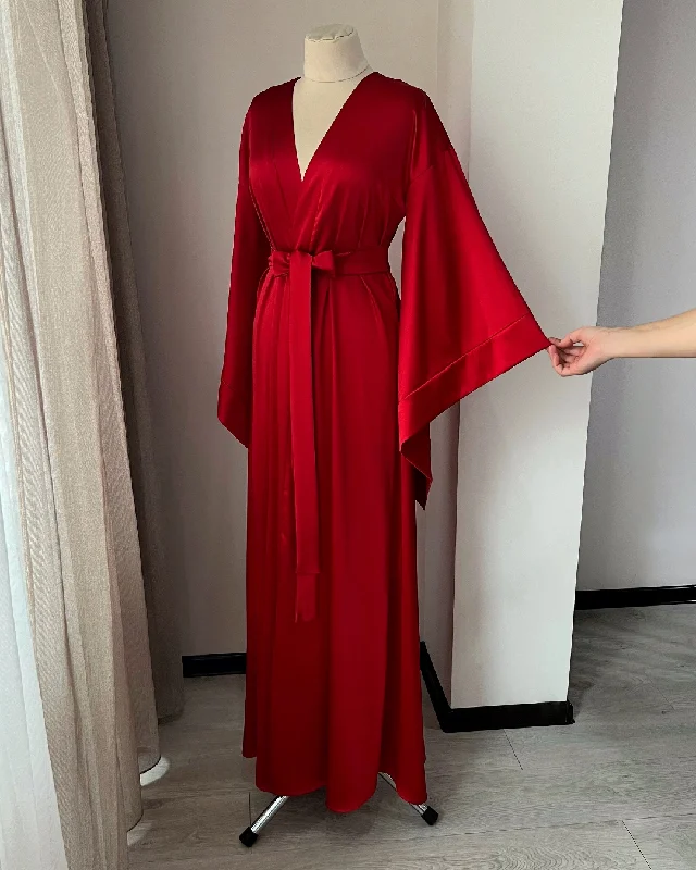 Red long robe kimono Handmade