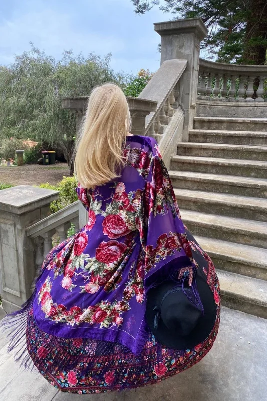 Southern Rose Purple - Wide Sleeve Robe