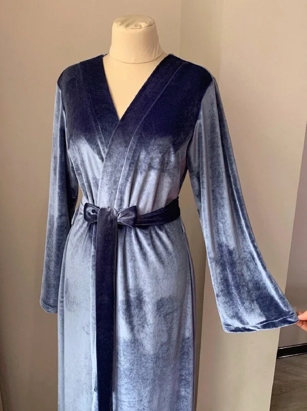 Velvet robe women Blue Gift for her