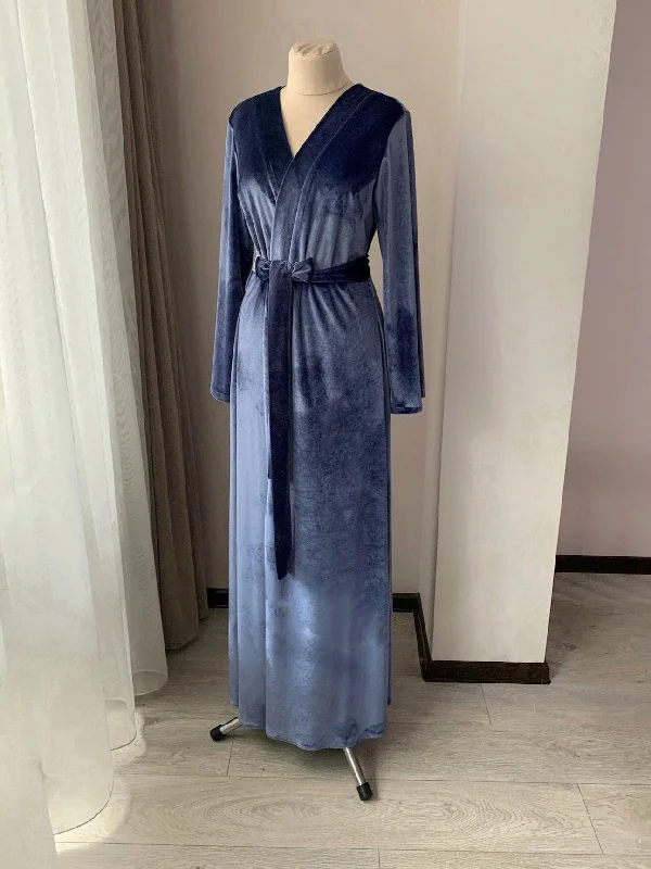 Velvet robe women Blue Gift for her