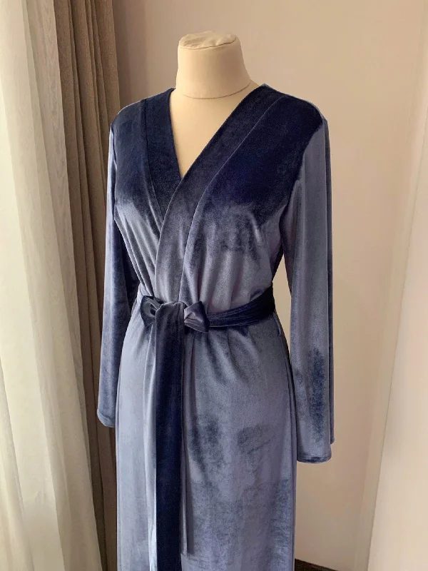 Velvet robe women Blue Gift for her