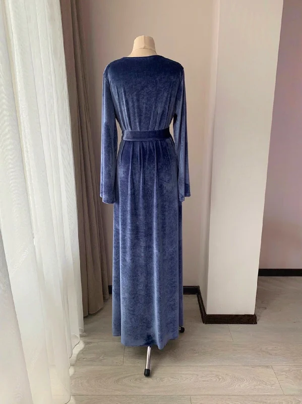 Velvet robe women Blue Gift for her