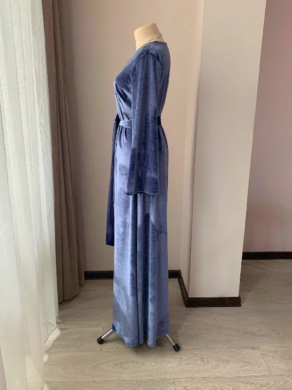 Velvet robe women Blue Gift for her