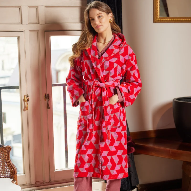 Women's Hooded Dressing Gown - Pink Diamond