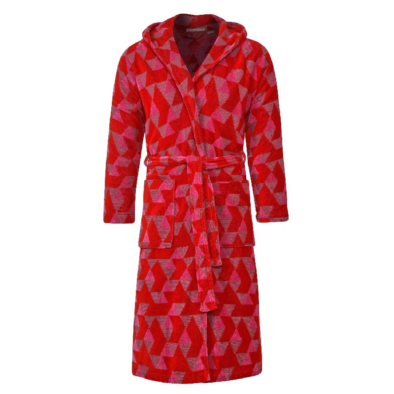 Women's Hooded Dressing Gown - Pink Diamond