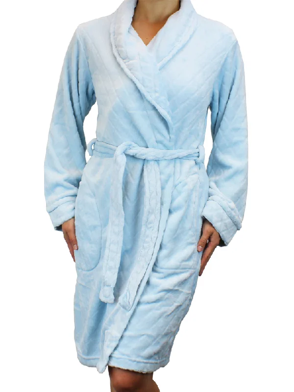 Short Quilted Pattern Fleece Robe