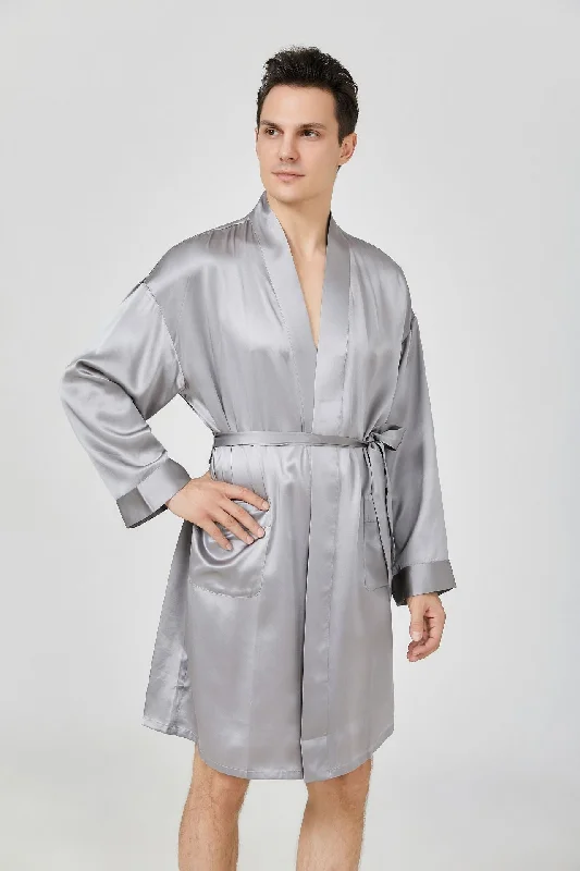 Short Silk kimono Robe for Men