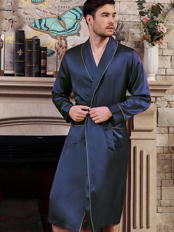 Men's Silk V-neck Long Sleeves Robe