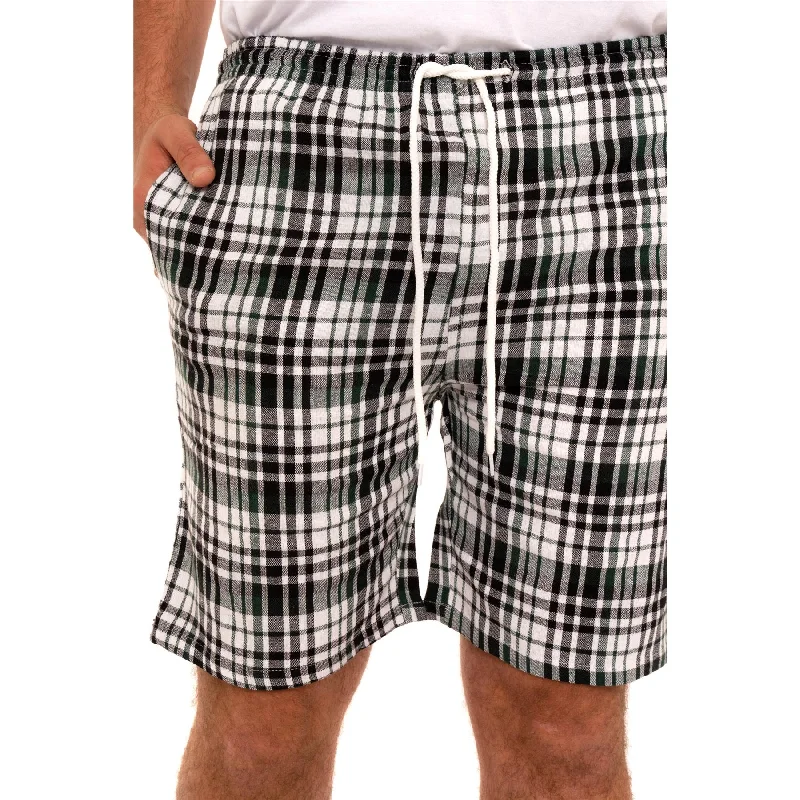 Black/Green Checked Woven Lounge Shorts