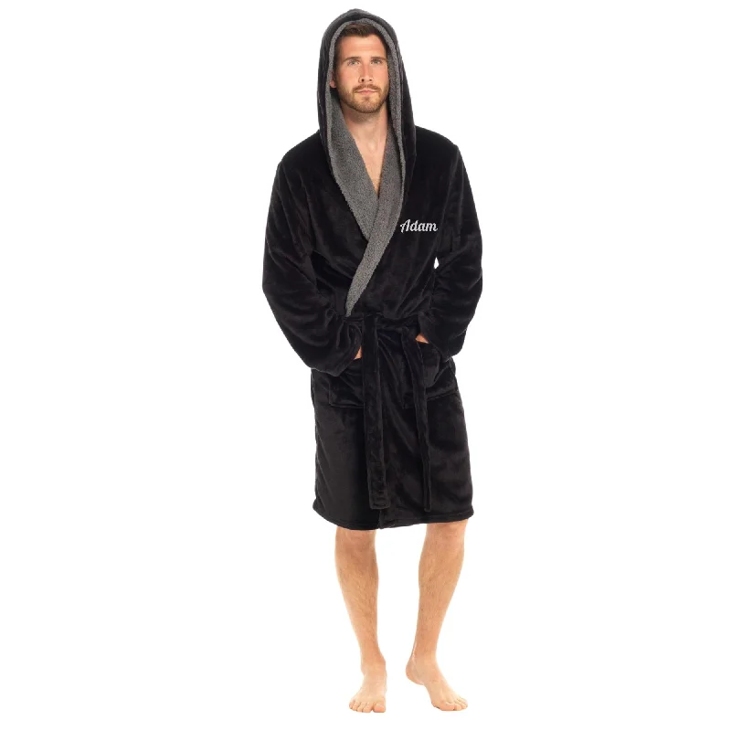 Black Hooded Plush Robe