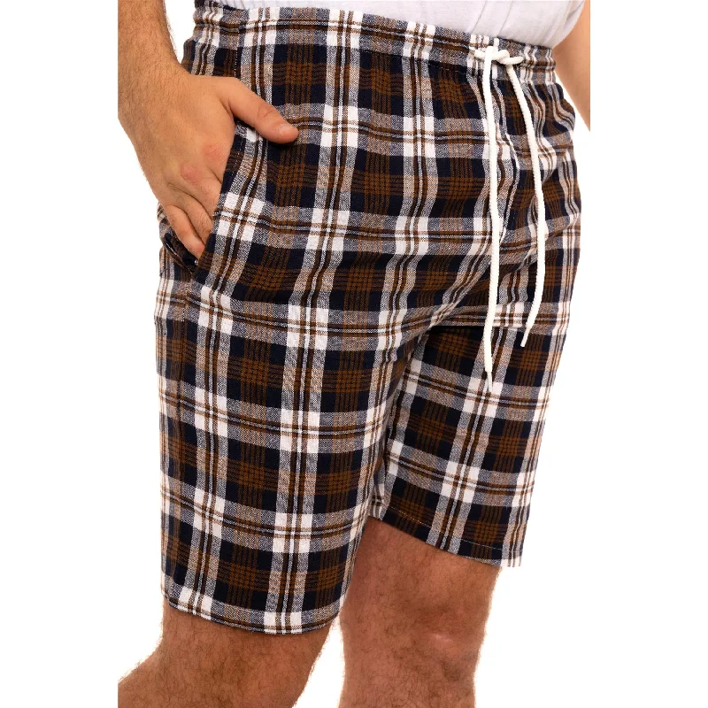 Brown Checked Woven Lounge Shorts