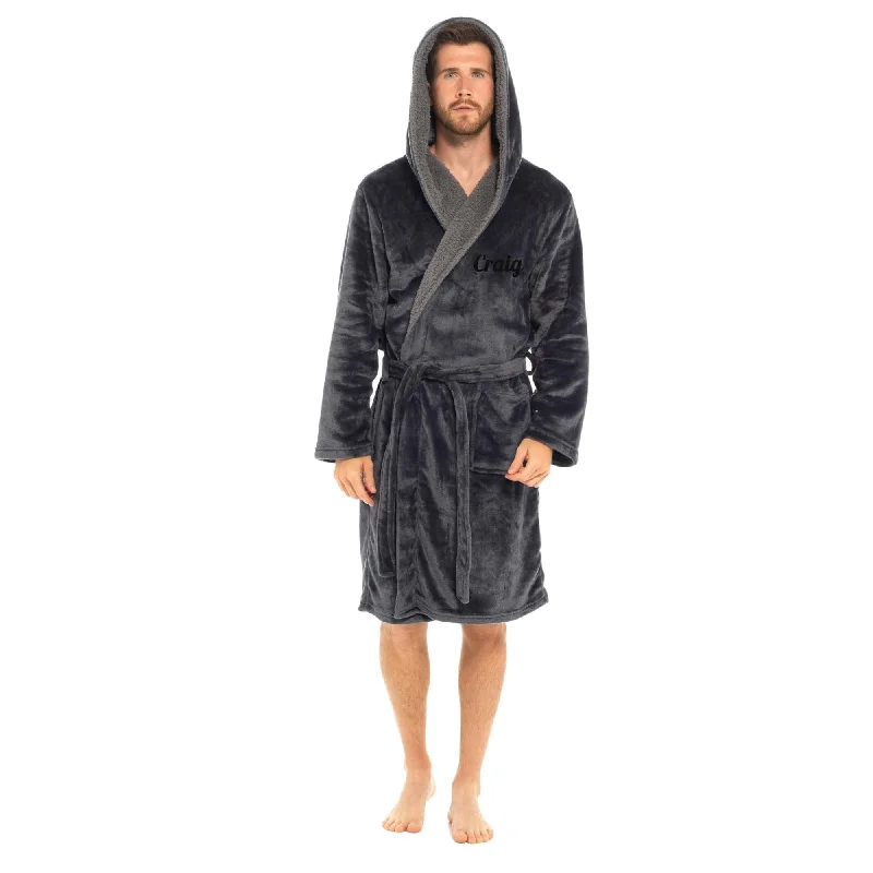 Charcoal Hooded Plush Robe