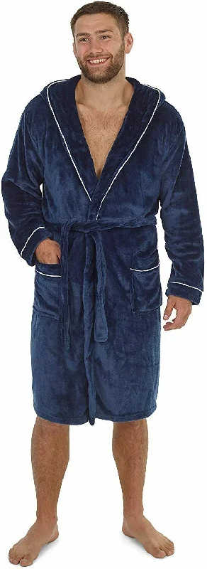 CityComfort Hooded Dressing Gowns for Men in Grey or Navy