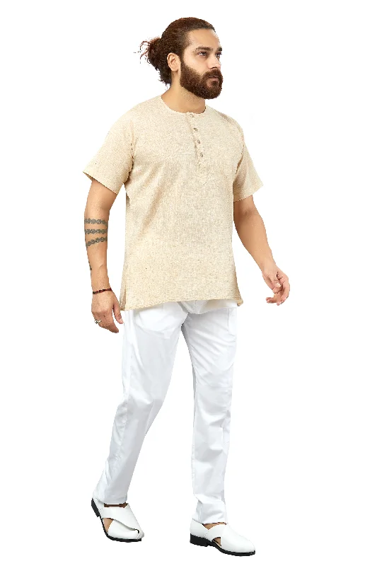 Ajay Arvindbhai Khatri Men's Pure Cotton round neck pehran Beige