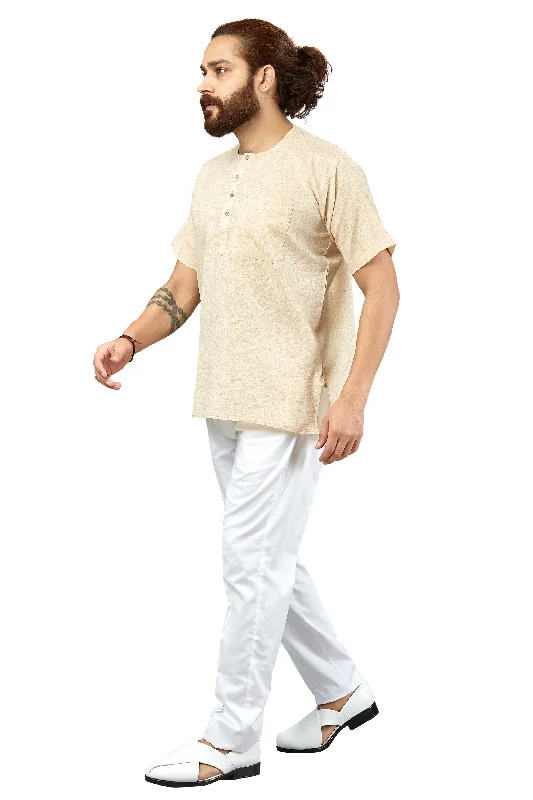 Ajay Arvindbhai Khatri Men's Pure Cotton round neck pehran Beige