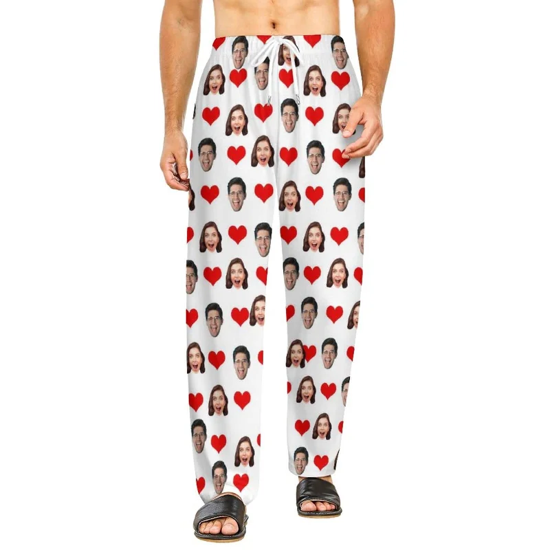 For Adult-Pajama Pants / White Heart / S