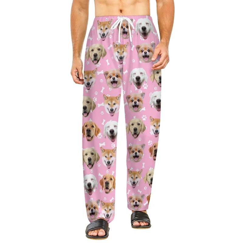 Custom Dog Face Slumber Party Unisex Long Pajama Pants Best Christmas Gifts for Pet Lovers