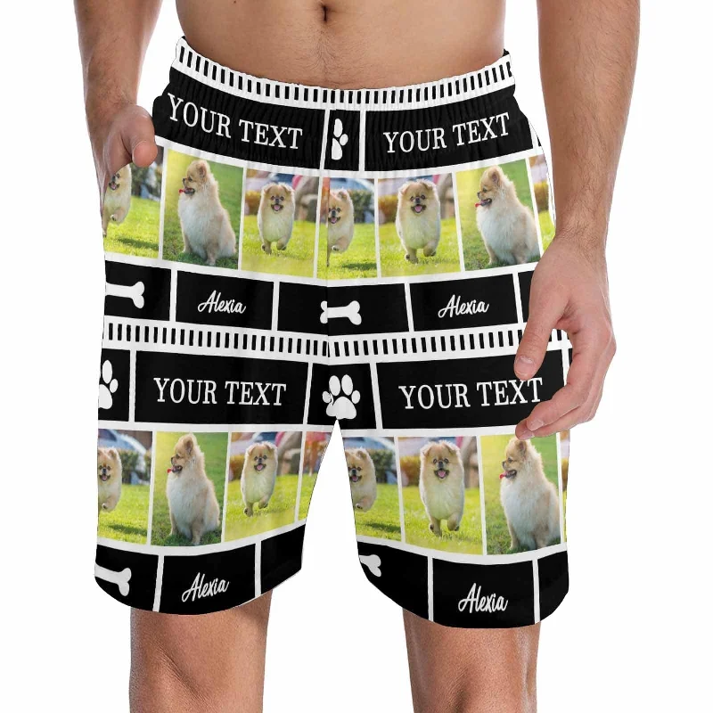 Custom Text&Photo Men's Pajama Shorts Personalized Sleepwear Shorts