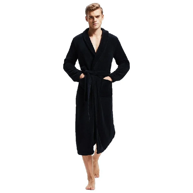 Black Shawl Collar Fleece Robe