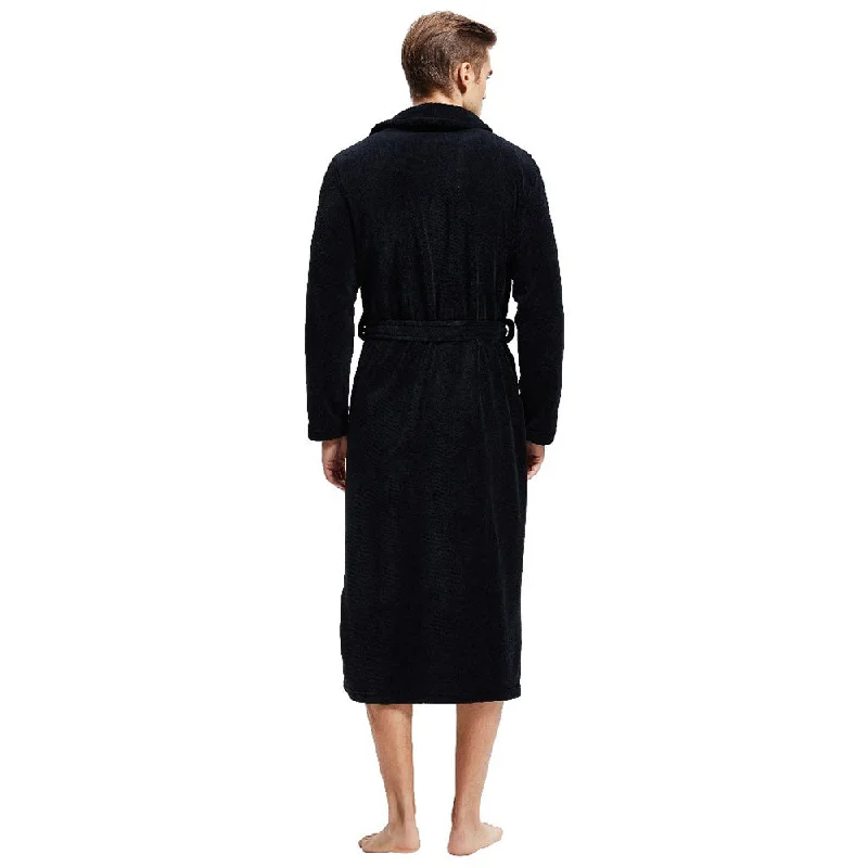 Black Shawl Collar Fleece Robe