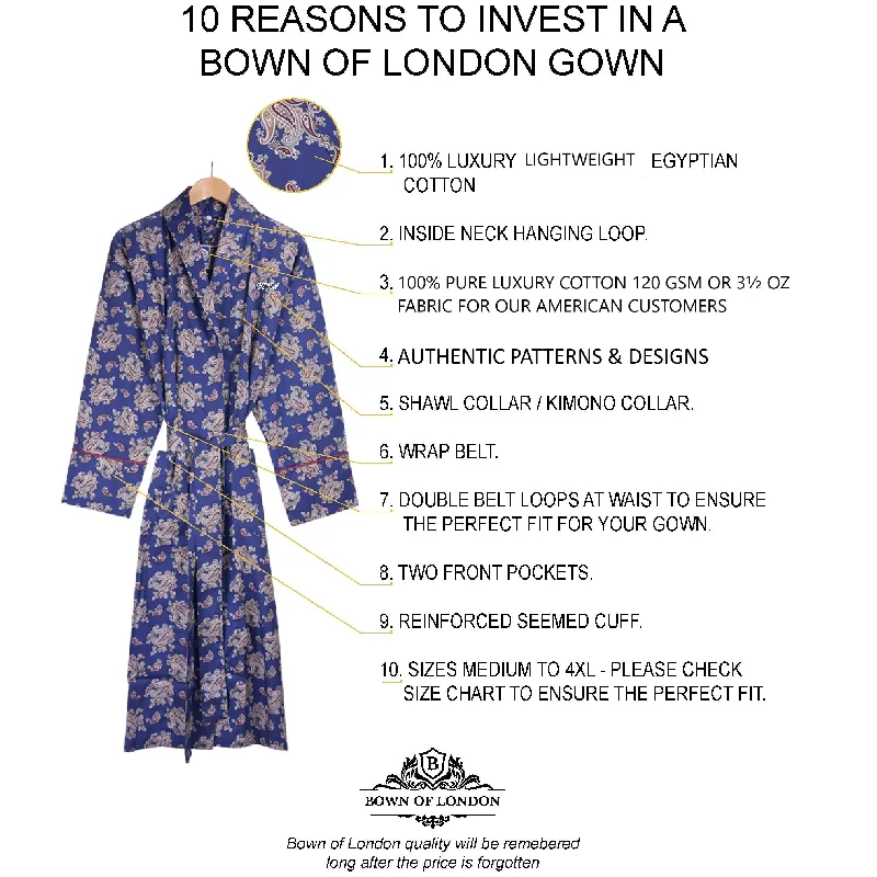 Lightweight Men's Dressing Gown - Gatsby Paisley Blue