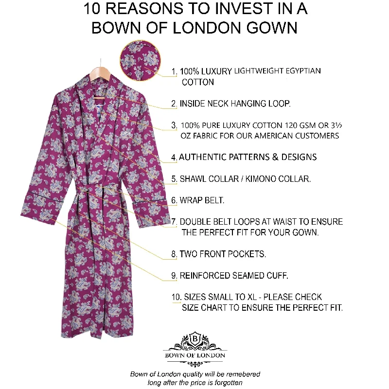 Lightweight Men's Dressing Gown - Gatsby Paisley Wine